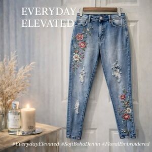 🌸 US 10 Quiz Embroidered Floral Skinny Jeans | Luxuriously Soft Boho Denim 🌸